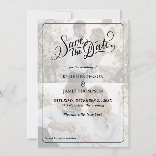 Entwerfen Sie Save the Date Ihre eigene 2-FotoColl Einladung (Vorderseite)