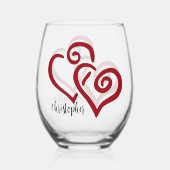 Entwerfen von Herzklopfen Gestaltetes, rostloses W Weinglas Ohne Stiel (Rückseite)