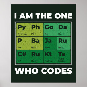 Entwickler Periodic Table Funny Poster