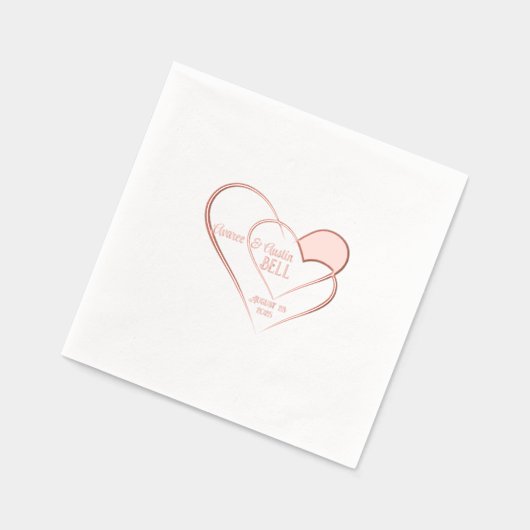 Entwine Hearts Rose Gold Foil Stiefel Napkins Servietten Mit Folie (Links)