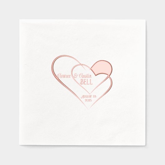 Entwine Hearts Rose Gold Foil Stiefel Napkins Servietten Mit Folie (Vorderseite)