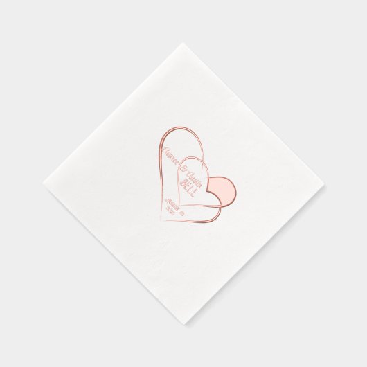 Entwine Hearts Rose Gold Foil Stiefel Napkins Servietten Mit Folie (Rechts)