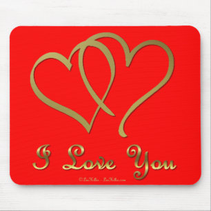 Entwined Gold Hearts i Love You Mousepad
