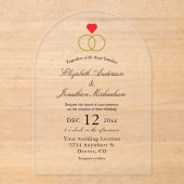 Entwined Rings Wedding Acryleinladungen (Vorderseite)