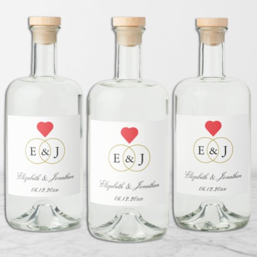 Entwined Rings Wedding Alkoholflaschenetikett