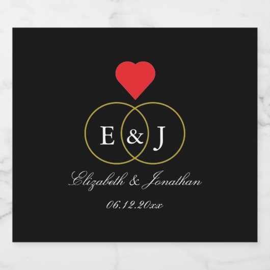 Entwined Rings Wedding Bierflaschenetikett (Einzelnes Label)