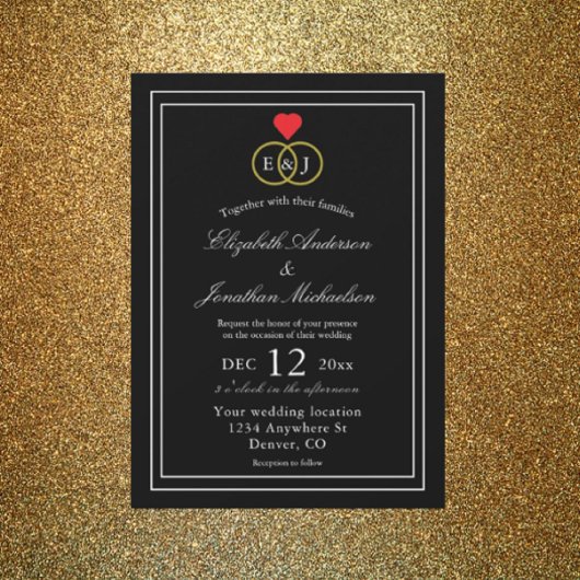 Entwined Rings Wedding Einladung