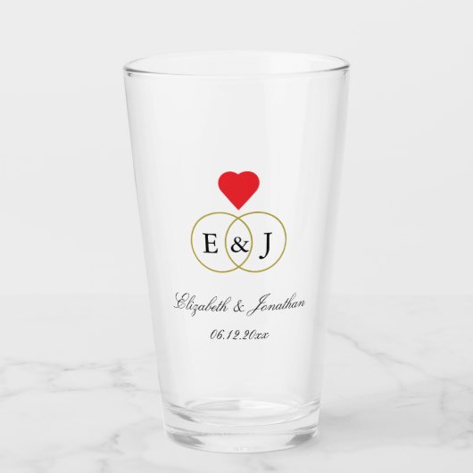 Entwined Rings Wedding Glas (Vorderseite)