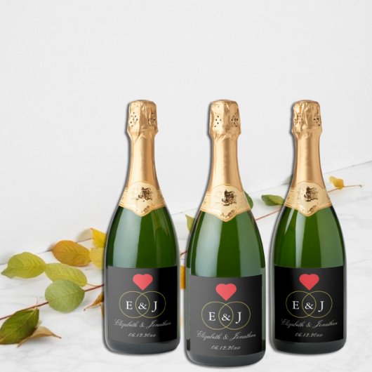 Entwined Rings Wedding Schaumweinetikett