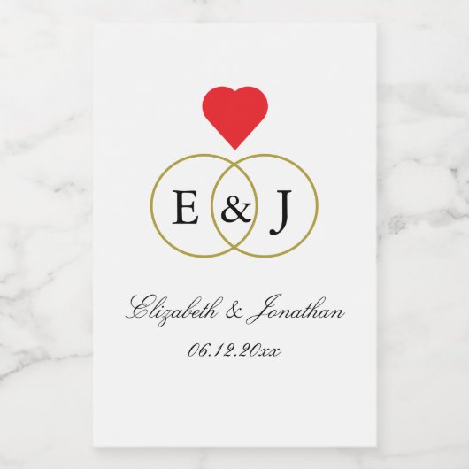 Entwined Rings Wedding Weinetikett (Einzelnes Label)