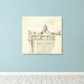 Entworfen für einen Kamin (Stift & Tinte) und wurd Leinwanddruck (Insitu (Holzboden))