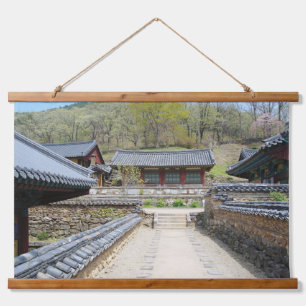 Entworfen mit einem Foto von Südkorea, Horizont Wandteppich Mit Holzrahmen