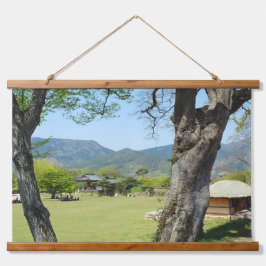 Entworfen mit einem Foto von Südkorea, Horizont Wandteppich Mit Holzrahmen