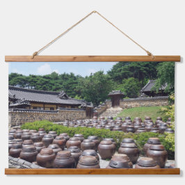 Entworfen mit einem Foto von Südkorea, Horizont Wandteppich Mit Holzrahmen