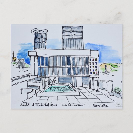 Entworfen von Le Corbusier | Marseille, Frankreich Postkarte (Vorderseite)