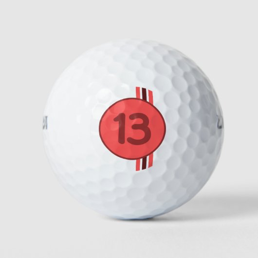 Entwurf 13 in rot auf Korallenrot mit Streifen Golfball (Vorderseite)
