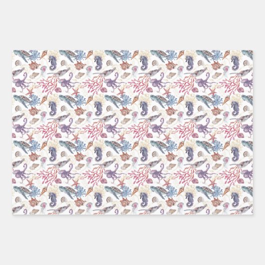 Entwurf 1 der Unterwasserfarben-Zusammenstellung Geschenkpapier Set (Vorderseite 2)