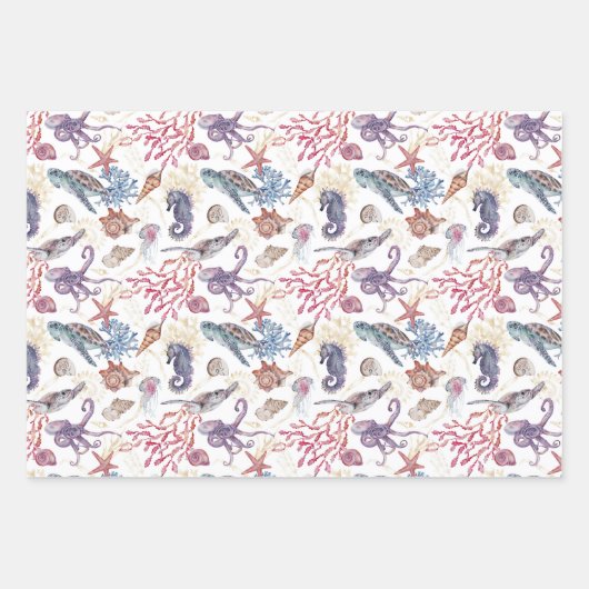 Entwurf 1 der Unterwasserfarben-Zusammenstellung Geschenkpapier Set (Vorderseite)