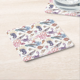 Entwurf 1 der Unterwasserfarben-Zusammenstellung Rechteckiger Pappuntersetzer