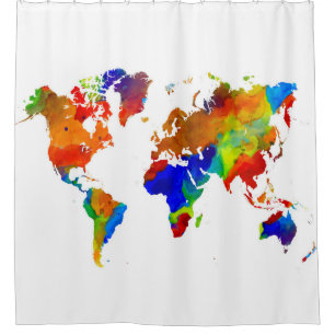 Entwurf 33 buntes Worldmap Duschvorhang