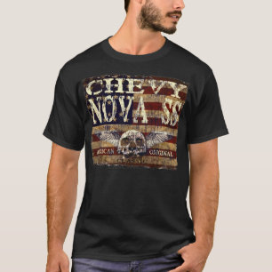 Entwurf Chevy Nova-SS gegen abgefressene Flagge T-Shirt