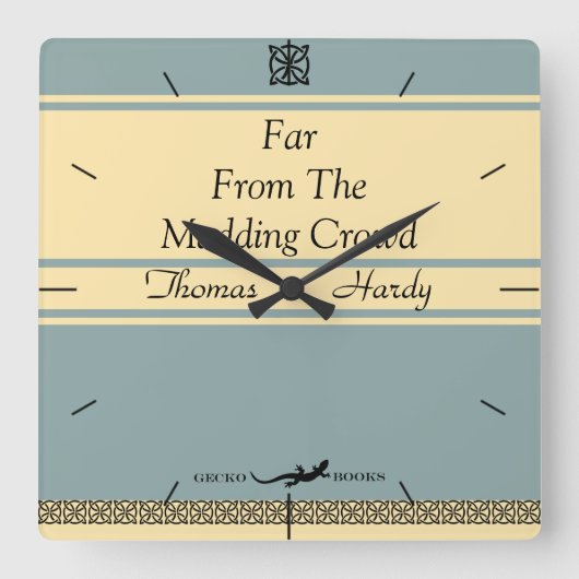 Entwurf der eigenen Retro-Buchabdeckung Quadratische Wanduhr (Vorderseite)