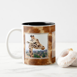 Entwurf der Giraffen-2 der Bild-w/Text Ihre Selbst Zweifarbige Tasse