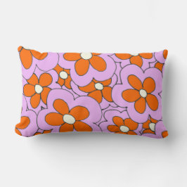 Entwurf der handgezeichneten Orange- und Rosa-Blum Lendenkissen