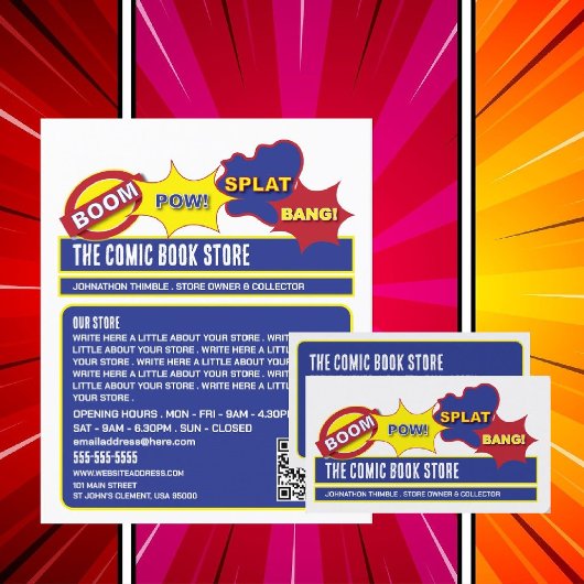Entwurf der Onomatopoemie - Comic-Buchladen/Sammle Visitenkarte