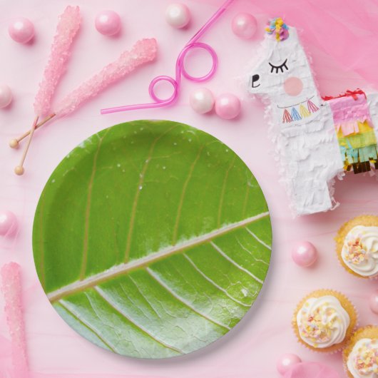 Entwurf der Papierplatte mit grünem Blatt Pappteller (Party)