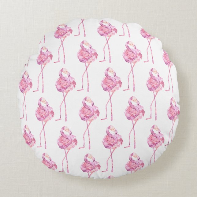 Entwurf der Serie "Tender Flamingo" 3 Rundes Kissen (Vorderseite)