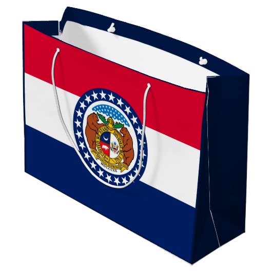 Entwurf der Staatsflagge in Missouri Große Geschenktüte (Rückseite Schrägansicht)