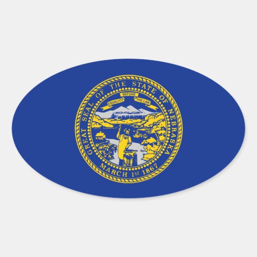 Entwurf der Staatsflagge in Nebraska Ovaler Aufkleber (Vorderseite)