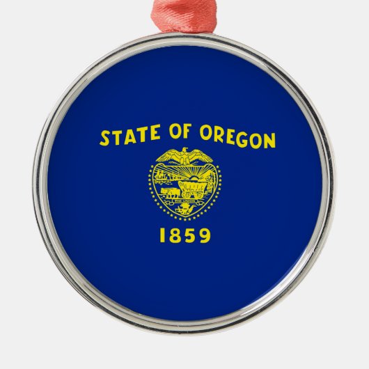Entwurf der Staatsflagge in Oregon Silbernes Ornament (Vorne)
