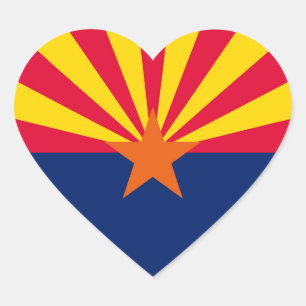 Entwurf der Staatsflagge von Arizona Herz-Aufkleber