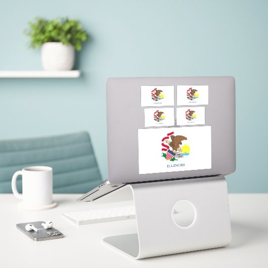Entwurf der Staatsflagge von Illinois Aufkleber (Laptop auf Schreibtisch)