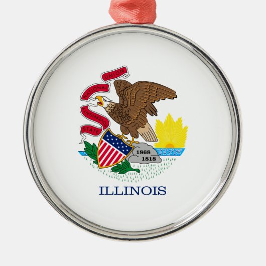 Entwurf der Staatsflagge von Illinois Ornament Aus Metall (Vorne)