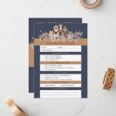 Entwurf des Berichts über Navy Brown Pet Mitteilungskarte (Vorderseite/Rückseite Beispiel)