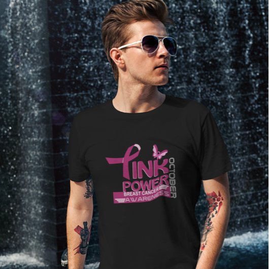 Entwurf des Bewusstseins für den rosa Power-Brustk T-Shirt