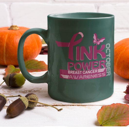Entwurf des Bewusstseins für den rosa Power-Brustk Zweifarbige Tasse