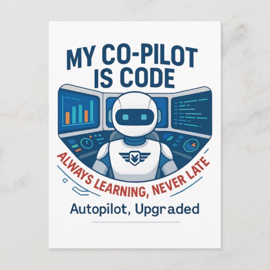 Entwurf des Co-Pilot-Codes für künstliche Intellig Postkarte (Vorderseite)