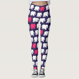 Entwurf des Marineblaus und der rosa Elefanten Leggings