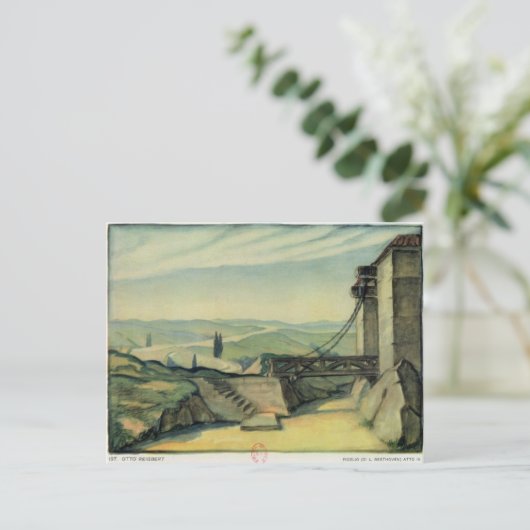 Entwurf des Set für Akt II der Oper "Fidelio" Postkarte (Stehend Vorderseite)