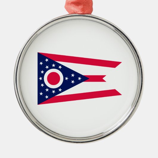 Entwurf des Staatsflagges Ohio Silbernes Ornament (Vorne)