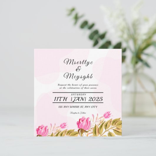 Entwurf einer Einladungskarte für Hochzeiten Einladung (Stehend Vorderseite)