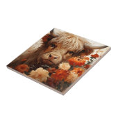 Entwurf einer floralen Highland Cow-Serie 1 Fliese (Seite)