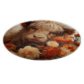 Entwurf einer floralen Highland Cow-Serie 1 Schneidebrett (Ecke)