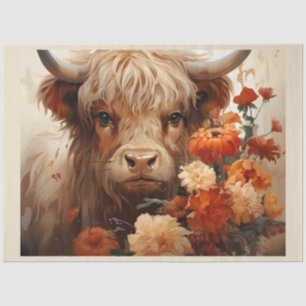 Entwurf einer floralen Highland Cow-Serie 1 Seidenpapier