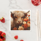 Entwurf einer floralen Highland Cow-Serie 1 Serviette (Beispiel)
