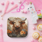 Entwurf einer floralen Highland Cow-Serie 2 Pappteller (Party)